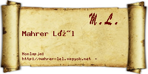 Mahrer Lél névjegykártya